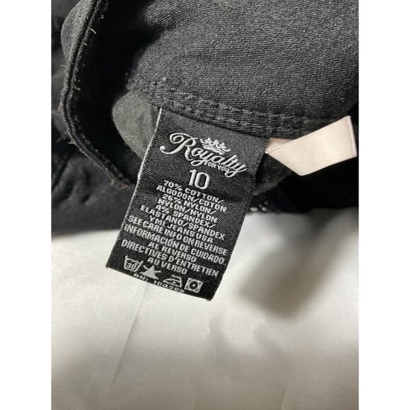 Royalty For You Black Denim Pants Rhinestone Pocket Detail Womens Size 10 - Picture 2 of 11